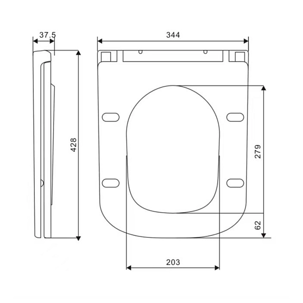 Сидіння для унітазу Qtap (Gemini 490) 428x344x37,5 мм, White, з мікроліфтом, Slim Duroplast, Quick Release QTSC179W49385 - Фото - 2