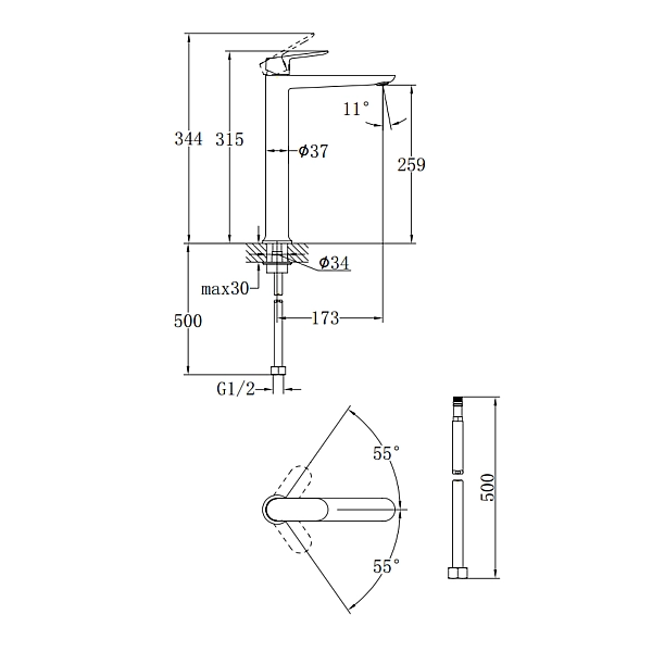 Змішувач для раковини Qtap Evia високий QTEVI269CRM47577 Chrome - Фото - 2