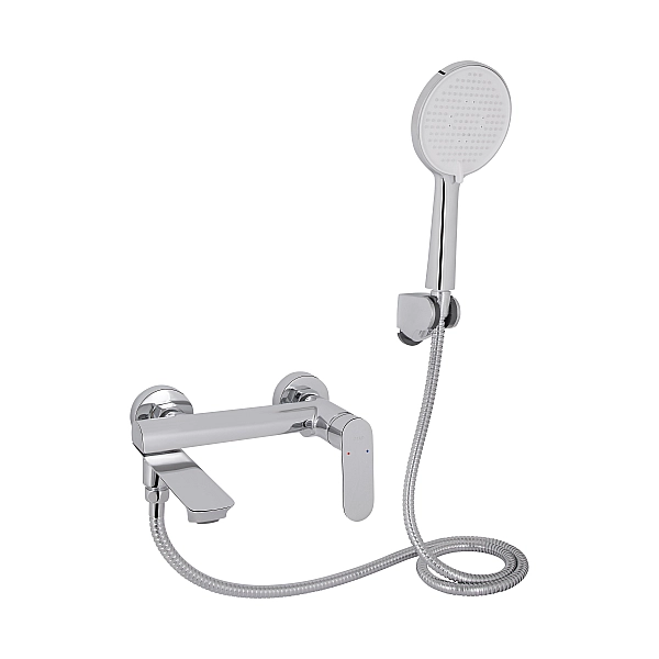 Змішувач для ванни Qtap Evia з поворотним виливом (з душовим гарнітуром) QTEVI260CRM47578 Chrome