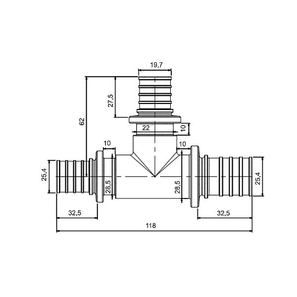 Тройник натяжной Icma №1039 d32х25х32 851039GYGXGY05 - Фото - 2