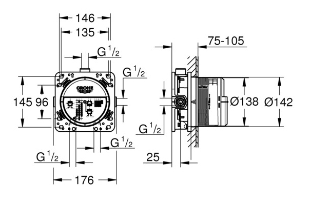 Універсальна вбудована частина Grohe Rapido Smartbox (35600000) - Фото - 2