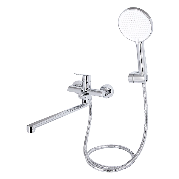 Смеситель для ванны Qtap Evia с длинным поворотным изливом (c душевым гарнитуром) QTEVI260CRM47579 Chrome - Фото - 3