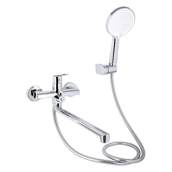 Змішувач для ванни Qtap Evia з довгим поворотним виливом (з душовим гарнітуром) QTEVI260CRM47579 Chrome