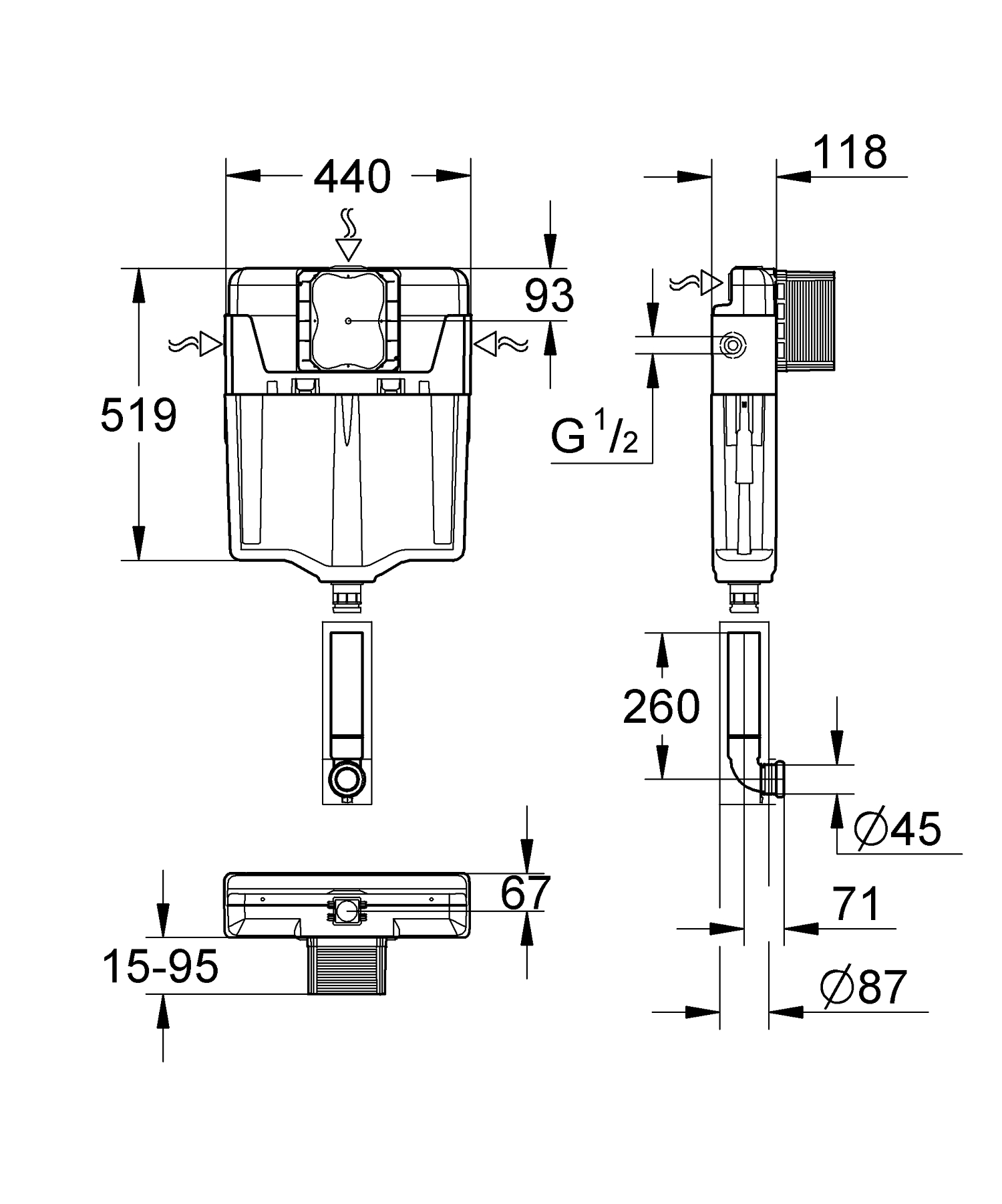 Змивний бачок GD 2 Grohe GD2 (38661000) - Фото - 2