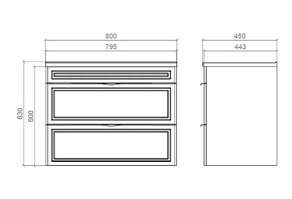 "Естель" тумба підвісна з ум. Родео 80, біла - Фото - 3