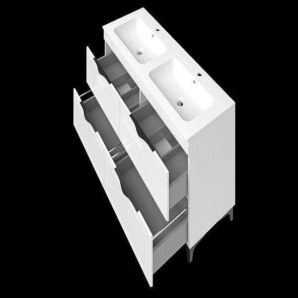 "Естель" тумба підлогова з ум. Родео 120, ( подвійна чаша ) біла - Фото - 2