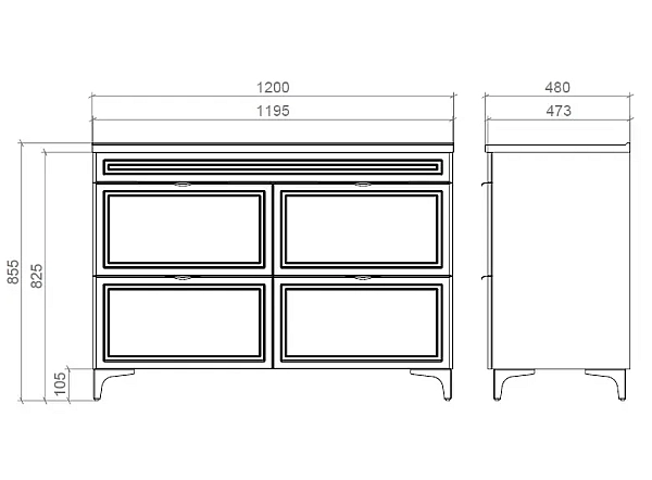 "Естель" тумба підлогова з ум. Родео 120, ( подвійна чаша ) біла - Фото - 3