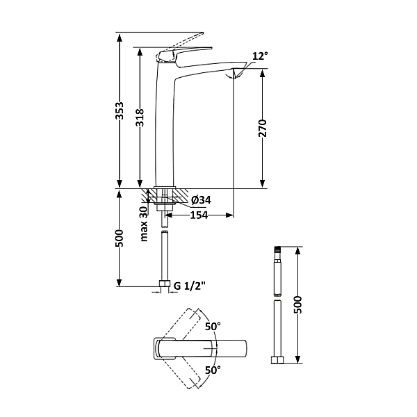 Змішувач для раковини Qtap Tern високий QTTER269CRM47585 Chrome - Фото - 2