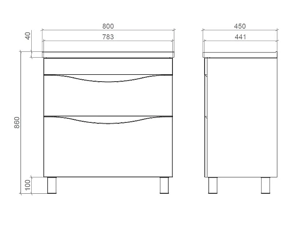"Смайл" Тумба нап з ум.Глорія 80 2ш., біла (б/підсв) - Фото - 3