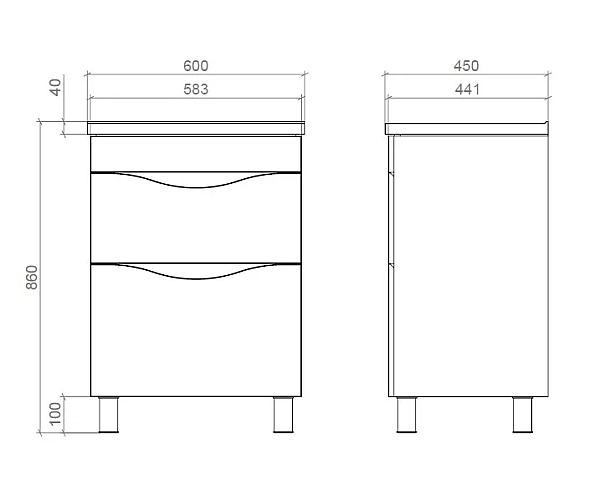 "Смайл" Тумба нап з ум.Глорія 60 2ш., біла (б/підсв) - Фото - 3