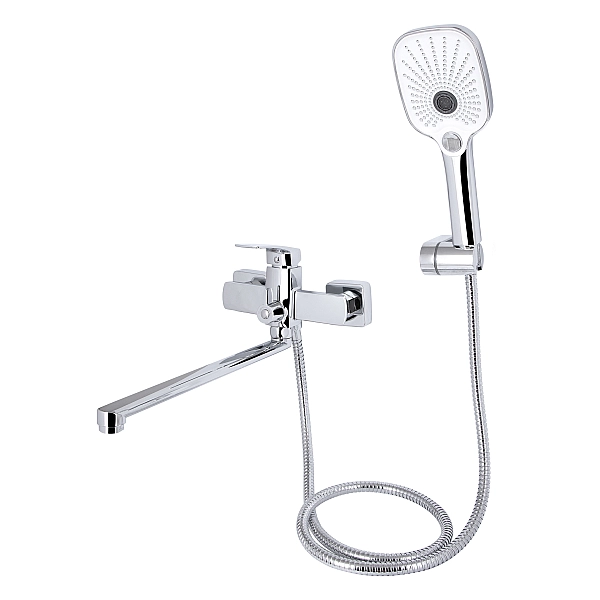 Змішувач для ванни Qtap Tern з довгим поворотним виливом (з душовим гарнітуром) QTTER260CRM47587 Chrome - Фото - 3