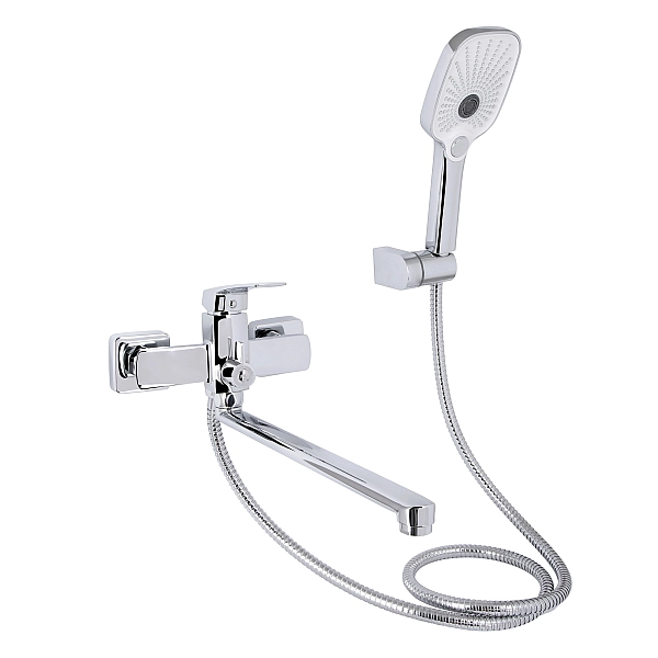 Змішувач для ванни Qtap Tern з довгим поворотним виливом (з душовим гарнітуром) QTTER260CRM47587 Chrome