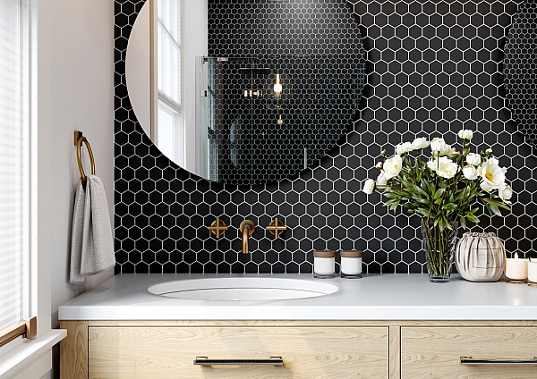 Мозаїка H 6021 Hexagon Black MATT 295x295x9 Котто Кераміка - Фото - 4