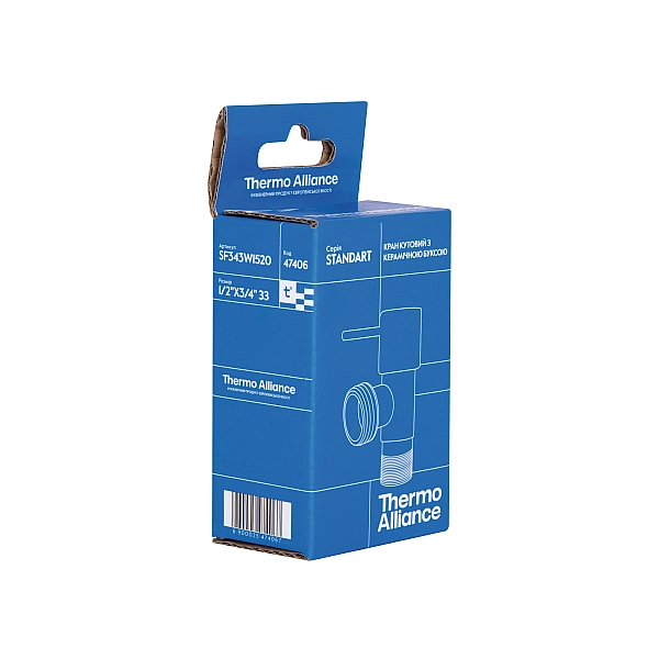 Кран угловой Thermo Alliance Standart (ручка палочка) с керам.буксой 1/2"Н х 3/4"Н SF343W1520 - Фото - 8