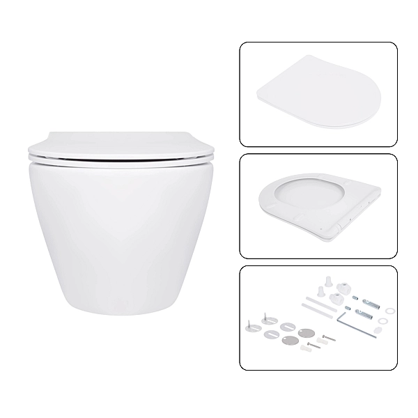 Готовое решение Qtap для ванной комнаты: подвесной унитаз Jay Ultra Quiet 520x360x320 + комплект инсталляции Nest 4 в 1 (круглая клавиша Matt Black) - Фото - 7