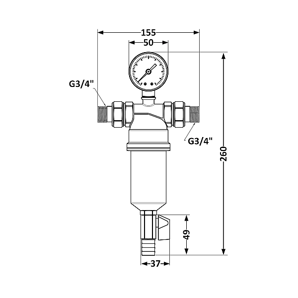Фильтр самопромывной Thermo Alliance Standart 3/4" тонкой очистки, пластиковая колба TAS128W20 - Фото - 2
