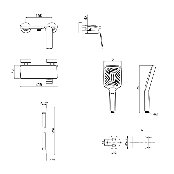 Акційний набір Qtap: Змішувач для душу Slavonice QTSLA266CRM45907+Лійка Rucni QTRUC125CRM45954+Шланг Hadice QTHADPVC160C+Тримач QTCRMA030 - Фото - 2