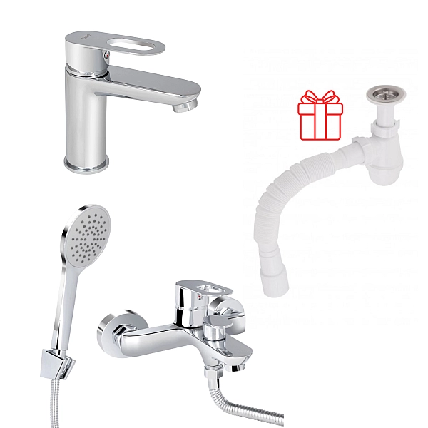 Комплект для Ванної Latwa: Змішувач для раковини LDLAT001CRM45412 + Змішувач для ванноі LDLAT006CRM45414