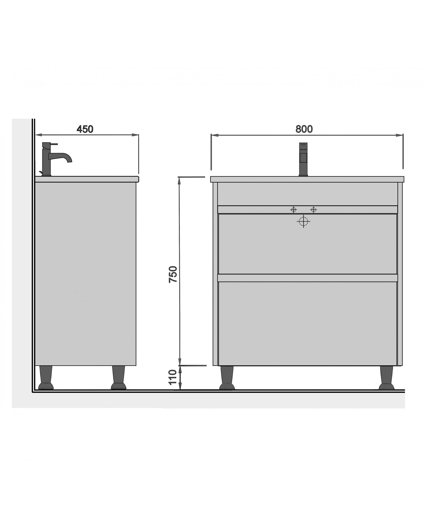 Тумба Prime 80 з умивальником Cosmo 80 на ніжках - Фото - 5