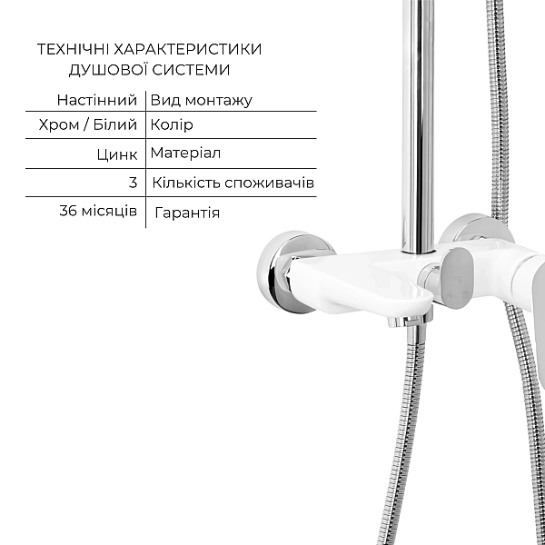Комплект для душевої Latwa: Душева кабіна LLSC9090SATMIDFR2SET+Душева система на 3 споживача LDLAT1030WHI45427 - Фото - 5