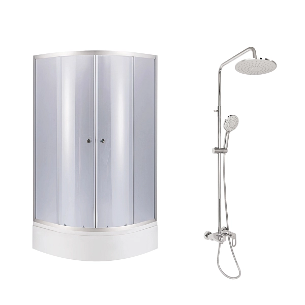 Комплект для душевой Latwa: Душевая кабина LLSC9090SATMIDGR2SET+Душевая система на 3 потребителя LDLAT1030CRM45417