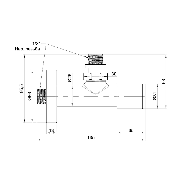 Комплект кранів Thermo Alliance Standart 1/2" З для рушникосушарки кутовий чорний SF395W15B - Фото - 2