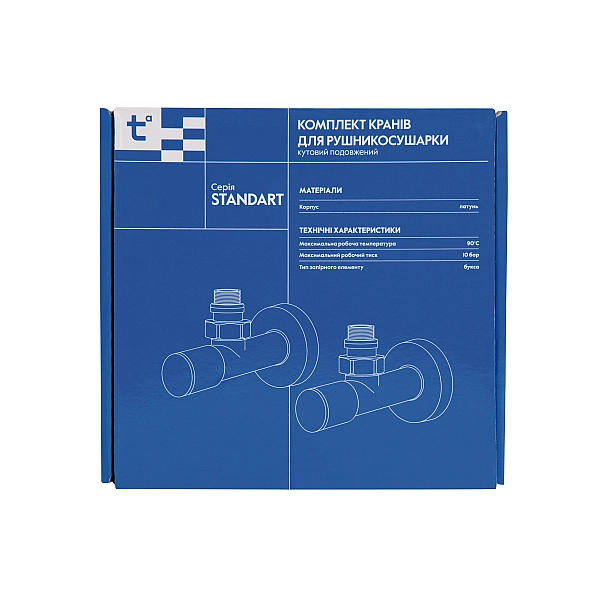 Комплект кранів Thermo Alliance Standart 1/2" З для рушникосушарки кутовий чорний SF395W15B - Фото - 7