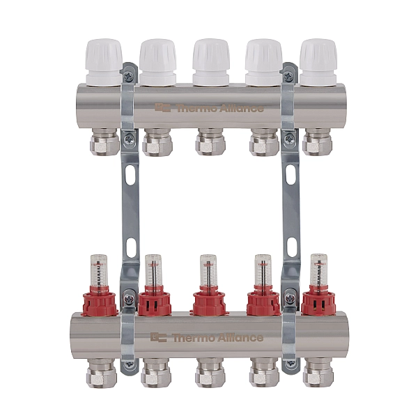 Колектор латунний з витратомірами та євроконусами Thermo Alliance Standart 1" на 5 виходів TAS235W5E