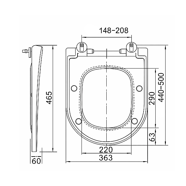 Qtap Сидіння для унітаза (Robin 520, Scorpio 520) 465x363x60 мм, White, з мікроліфтом, Slim Duroplast, MagLock QTSC179W48916 - Фото - 2
