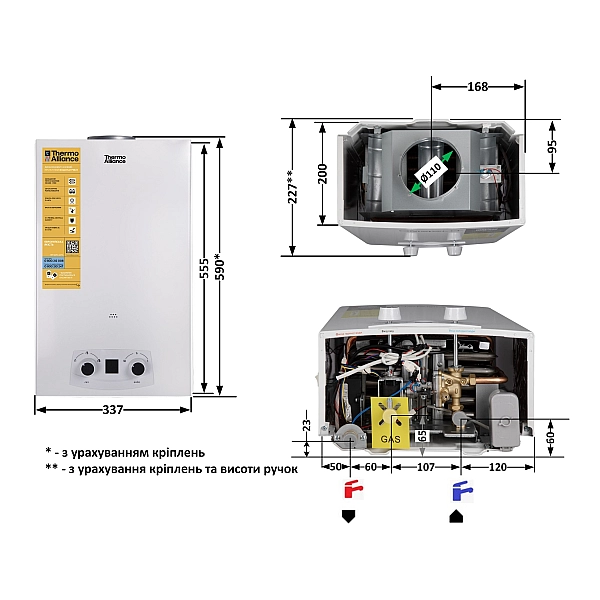 Колонка газова димохідна Thermo Alliance JSD20-10QB 10 л EURO - Фото - 2