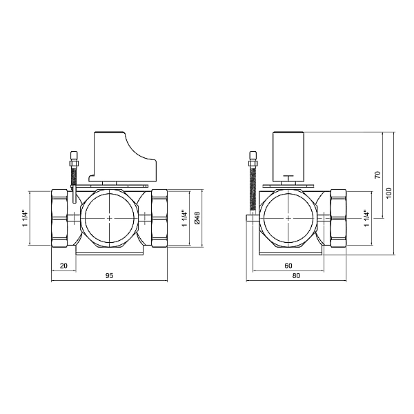 Клапан триходовий Thermo Alliance Standart 1" 1/4 ВР ручний SF363W32 - Фото - 2