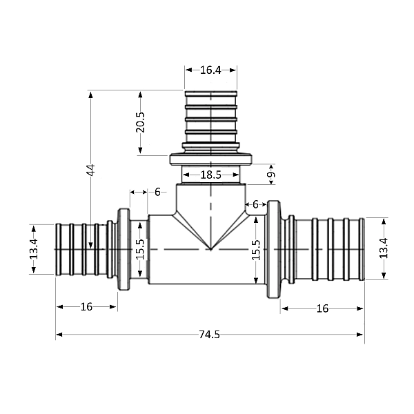 Тройник натяжной Icma №1039 d16х20х16 851039BOGWBO05 - Фото - 2