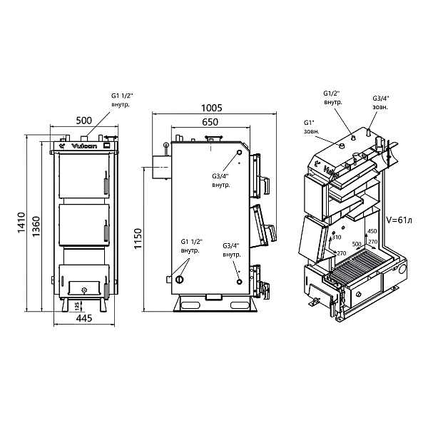 Котел твердопаливний сталевий Thermo Alliance Vulcan V 5.0 SF 15 - Фото - 2