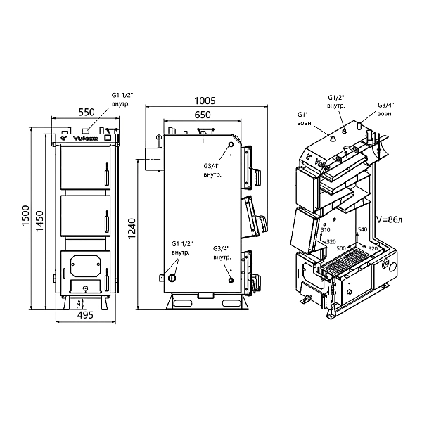 Котел твердопаливний сталевий Thermo Alliance Vulcan V 5.0 SF 20 - Фото - 2