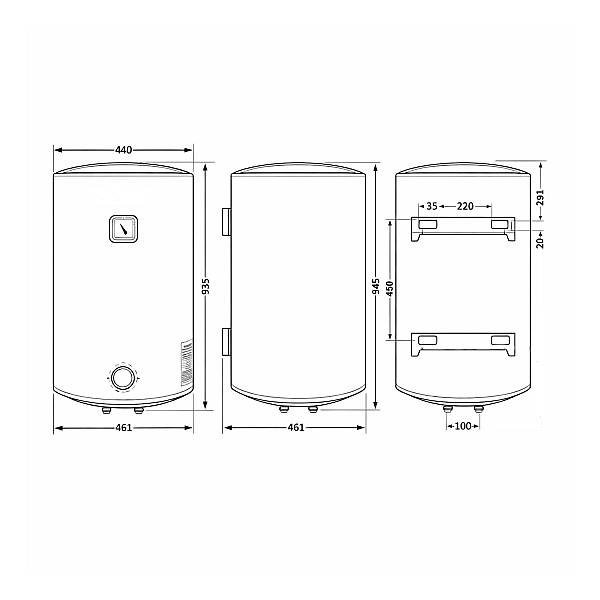 Водонагрівач електричний Thermo Alliance 100 л Black універсальний, мокрий ТЕН 1,5 кВт D100VH15Q3В - Фото - 2