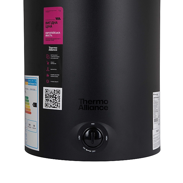 Водонагрівач електричний Thermo Alliance 100 л Black універсальний, мокрий ТЕН 1,5 кВт D100VH15Q3В - Фото - 5