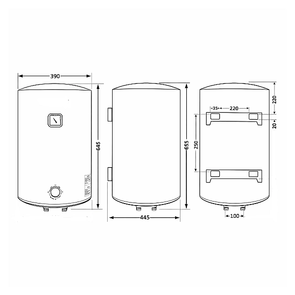 Водонагрівач електричний 50 л, Black універсальний, мокрий ТЕН 1,5 кВт D50VH15Q2В Thermo Alliance - Фото - 2