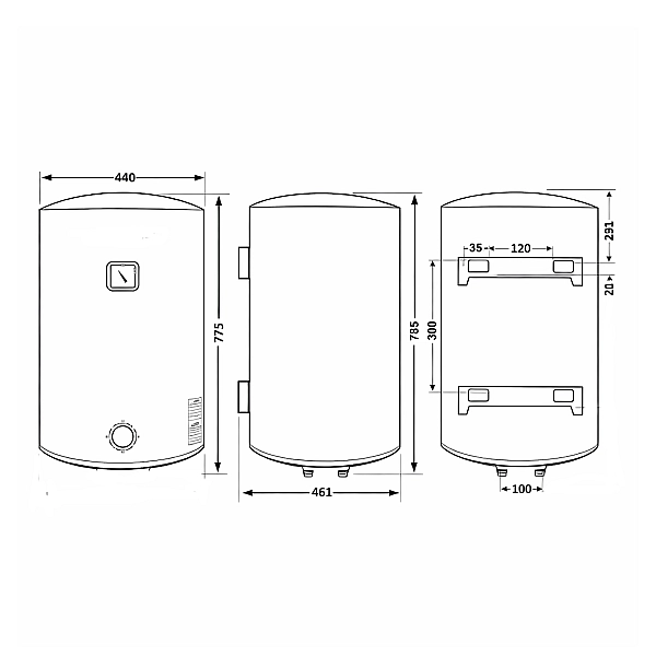 Водонагрівач електричний 80 л Grey універсальний, мокрий ТЕН 1,5 кВт D80VH15Q3G Thermo Alliance - Фото - 2
