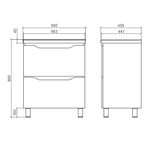 "Амелія" Тумба підлогова з умив. шк. Глорія 70 (Дуб Сонома) - Фото - 3