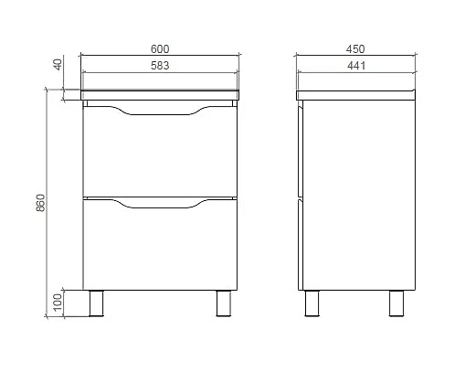 "Амелія" Тумба підлогова з умив. шк. Глорія 60 (Біла) - Фото - 3