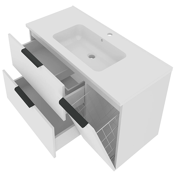 "Фест" Тумба з ум. Родео 100 (Біла, з Корзиною Праворуч) - Фото - 2