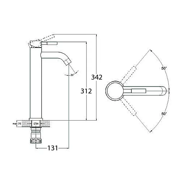 Змішувач для умивальника Wezer EKO11C-01-BLACK - Фото - 3