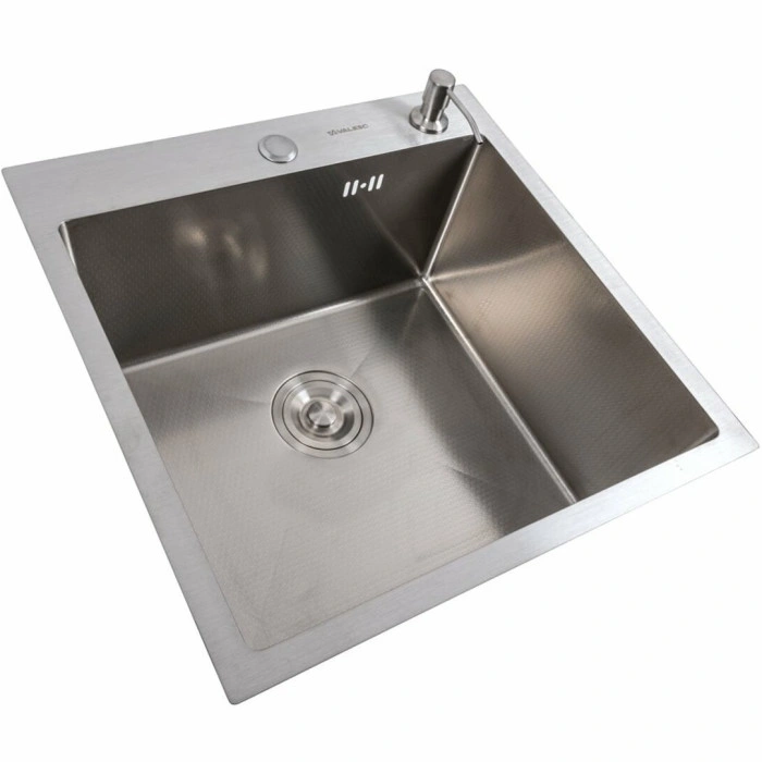 Valeso Handmade 50x50 (3,0/0,8) декор - глубокая мойка-чаша 50 на 50 см из толстой нержавейки с микродекором поверхности - Фото - 4