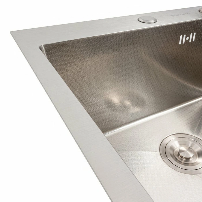 Valeso Handmade 50x50 (3,0/0,8) декор - глубокая мойка-чаша 50 на 50 см из толстой нержавейки с микродекором поверхности - Фото - 2