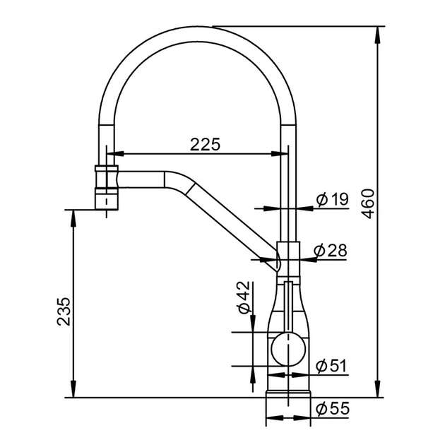 Змішувач для кухні KOER KI-70033-02 з нерж. сталі SUS304 (Колір нерж+силік.вилив чорний) (KR5817) - Фото - 2