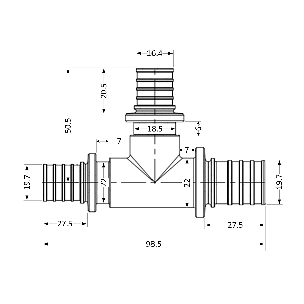 Трійник натяжний Icma №1039 d25х20х25 851039GXGWGX05 - Фото - 2