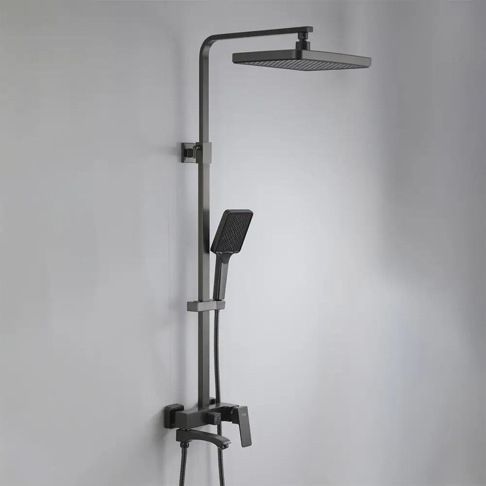 Душевая система FRAP F2476-9, 3 функции, поворотный излив, латунь, оружейная сталь - Фото - 2