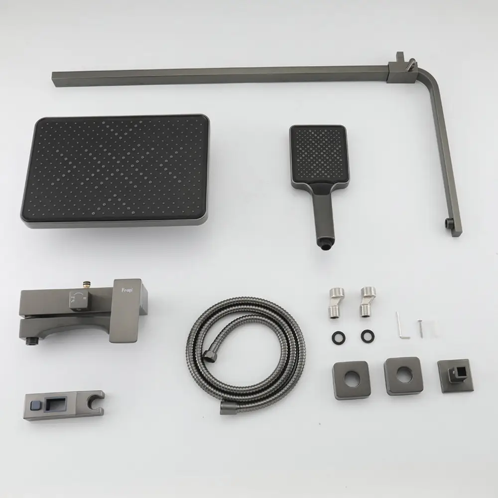 Душевая система FRAP F2476-9, 3 функции, поворотный излив, латунь, оружейная сталь - Фото - 7