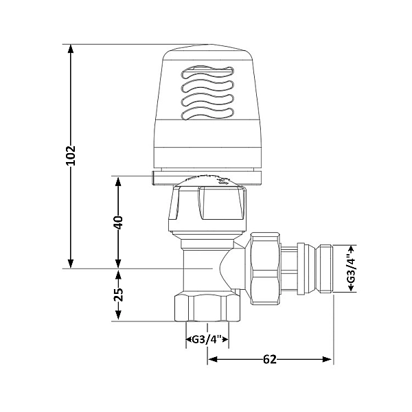 Кран радиаторный термостатический Icma 3/4"ВН угловой №764+940 82764AE06940 - Фото - 2