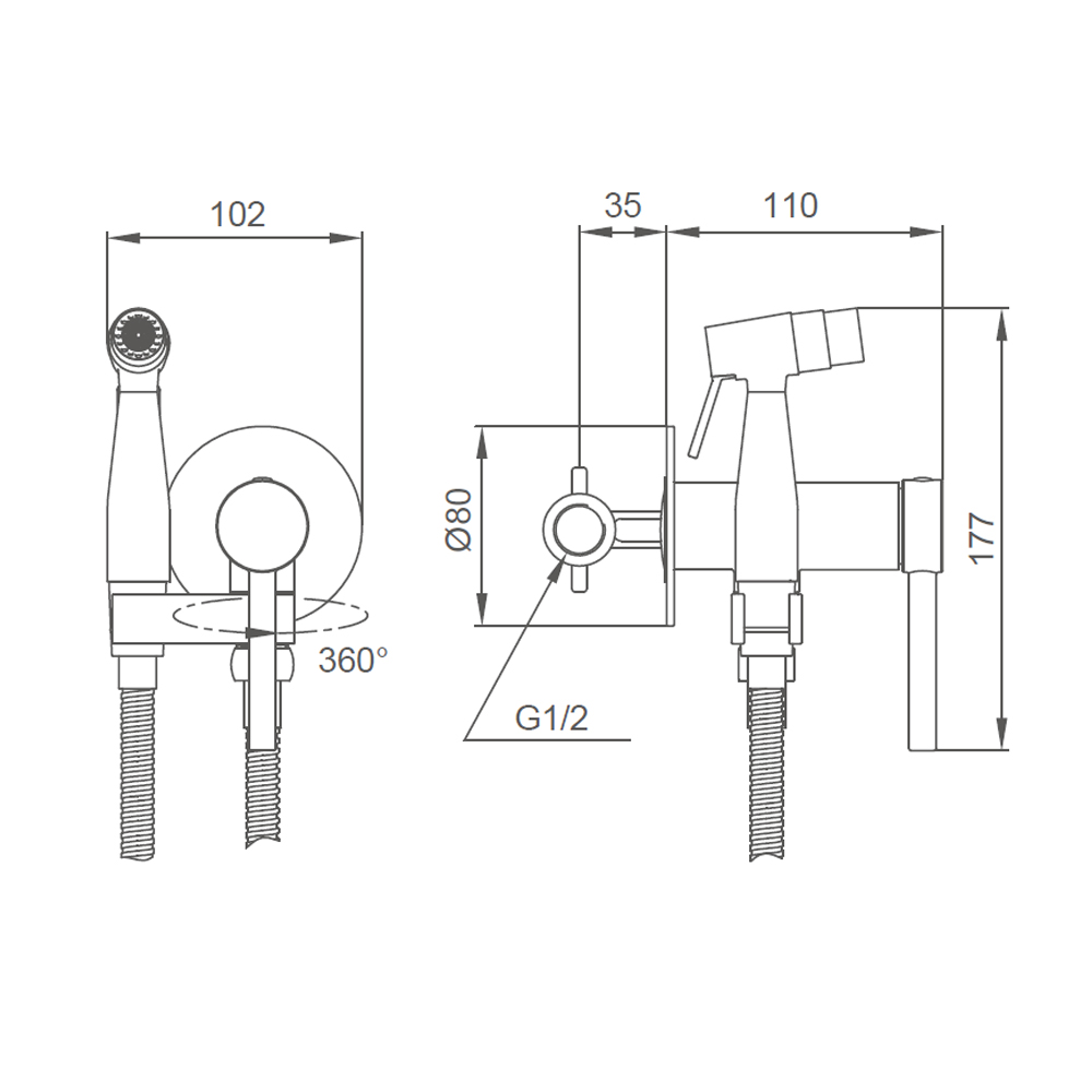 G7206-3 душ гигиен. встр. единовес. лат. Ø35 (сатин золотой) - Фото - 5